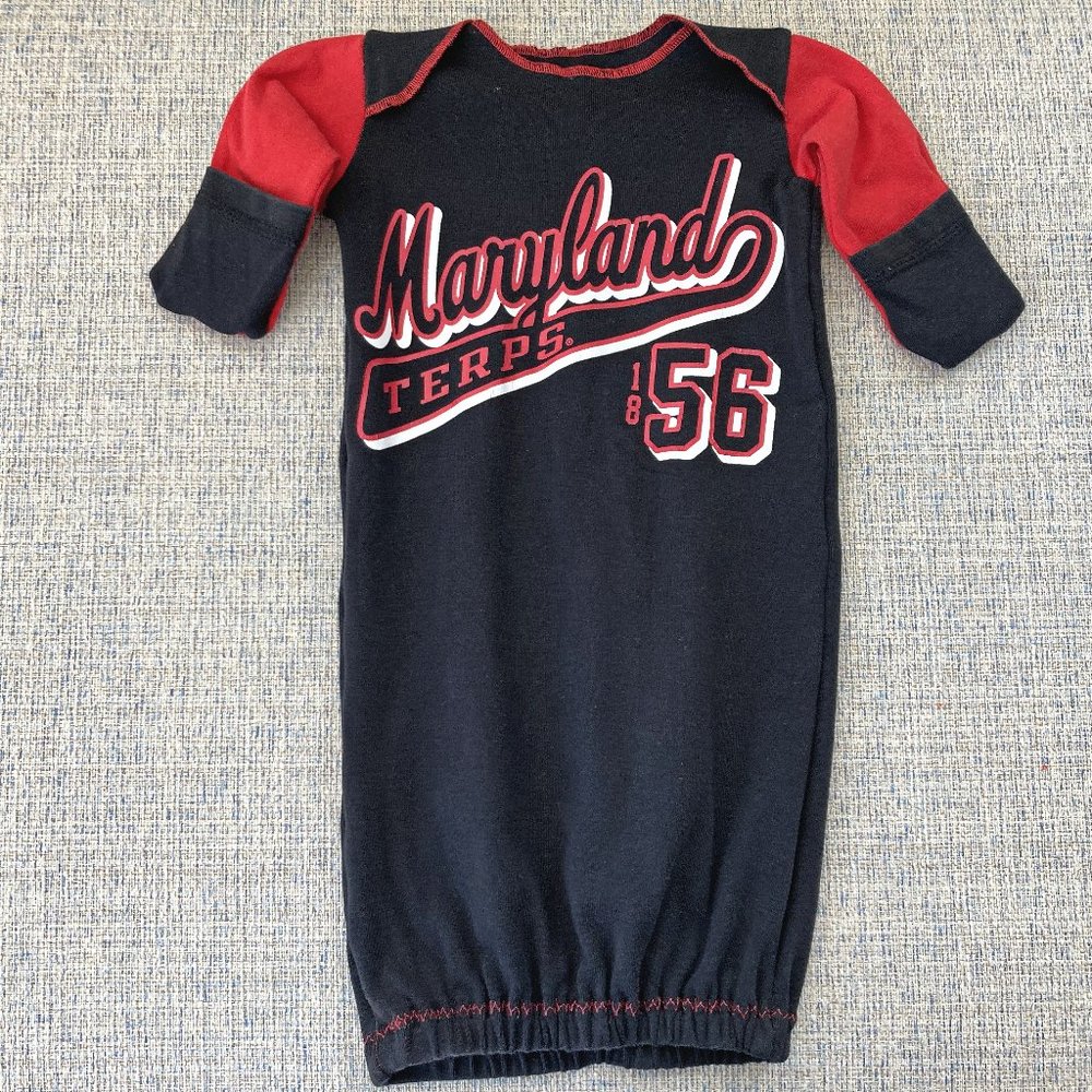 University Maryland Terrapins handmade upcycled t-shirt newborn sleep sack